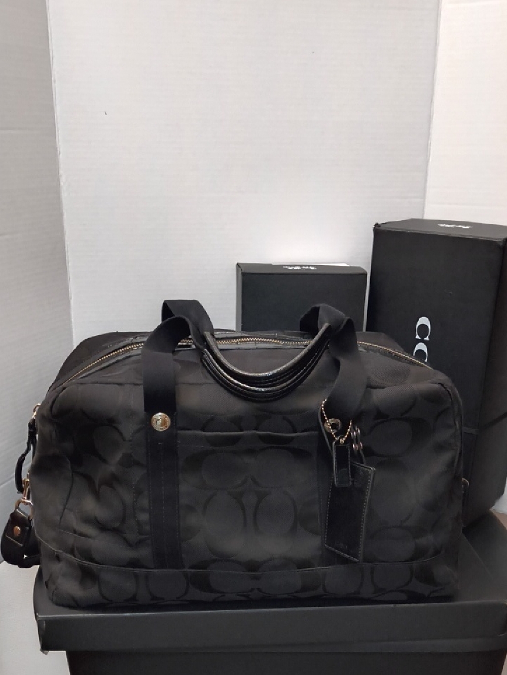 Coach Black Signature Canvas Travel Bag  No. F77286